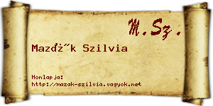 Mazák Szilvia névjegykártya