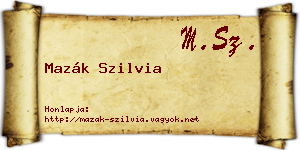 Mazák Szilvia névjegykártya